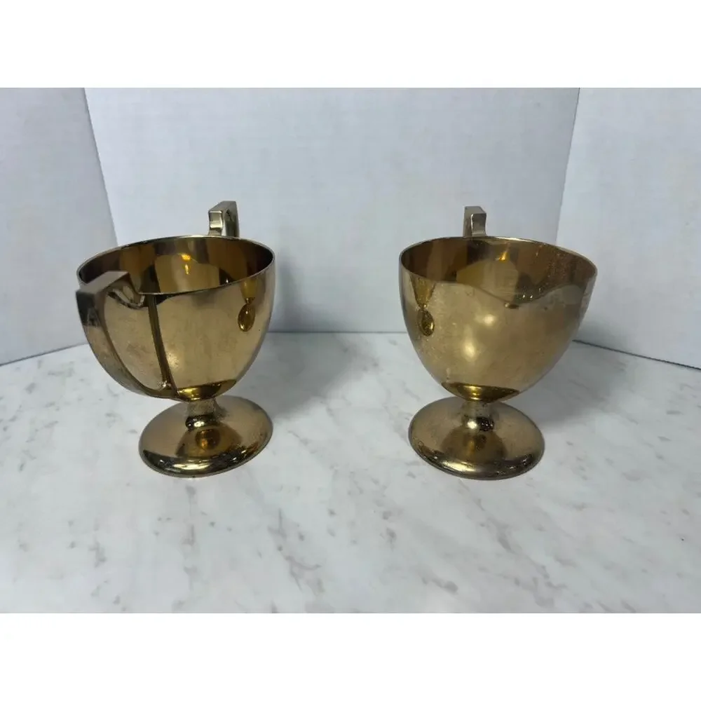 Vintage Dirilyte Bronze Alloy Creamer & Sugar Set – Golden Hue Hollowware